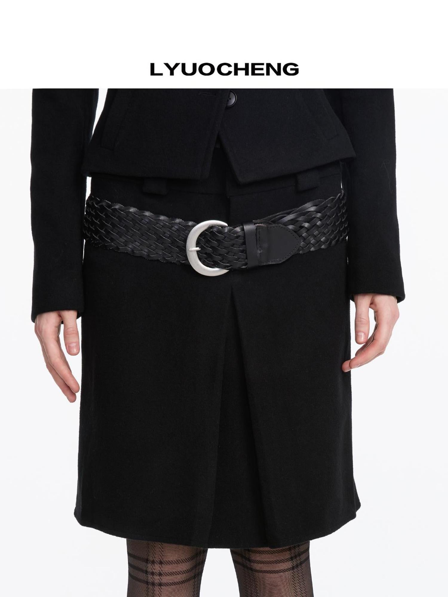 LYUOCHENG Vintage Braided Leather Belt