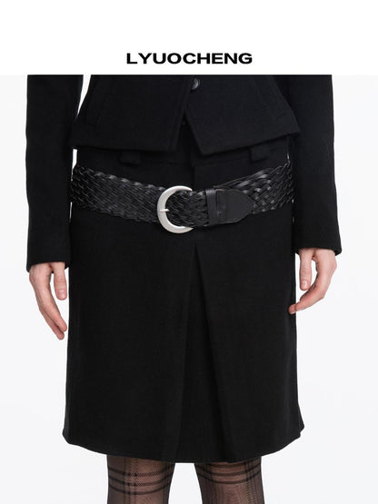 LYUOCHENG Vintage Braided Leather Belt