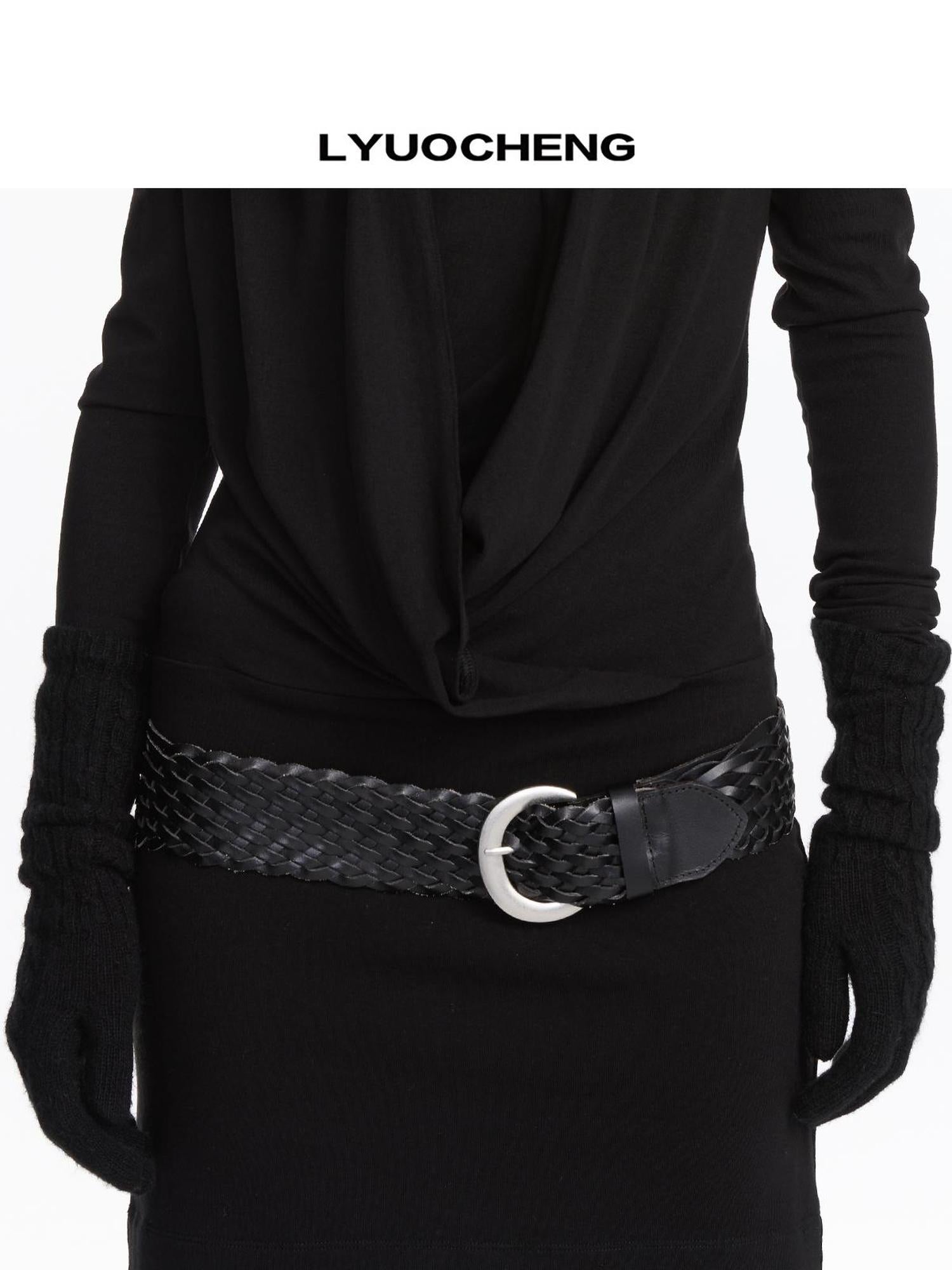 LYUOCHENG Vintage Braided Leather Belt