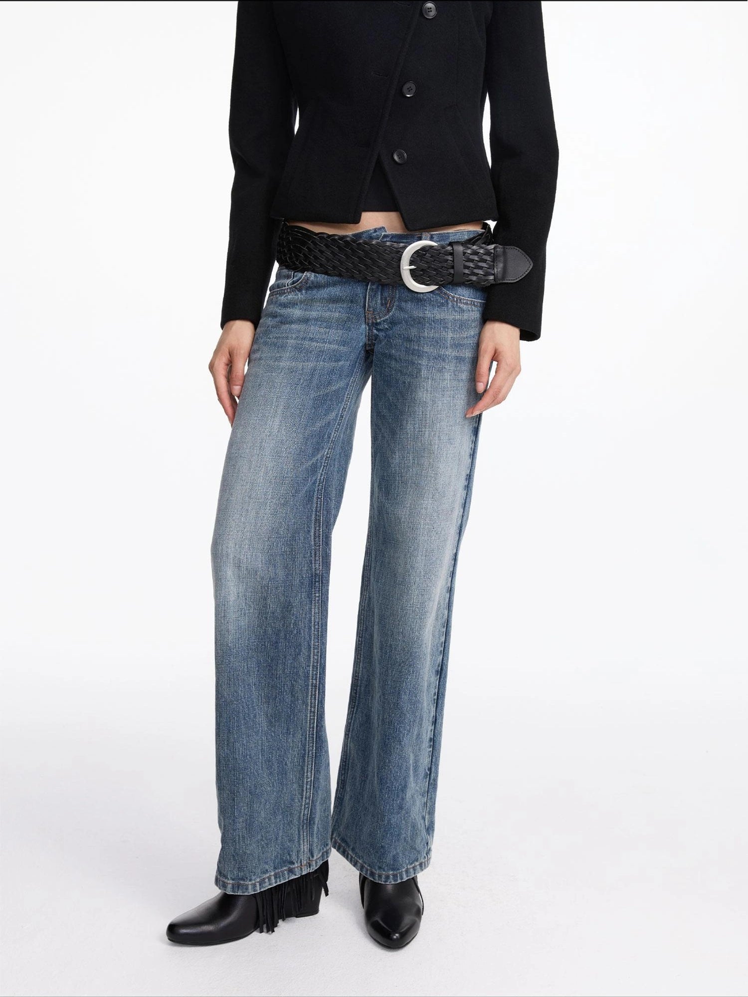 LYUOCHENG Vintage Braided Leather Belt