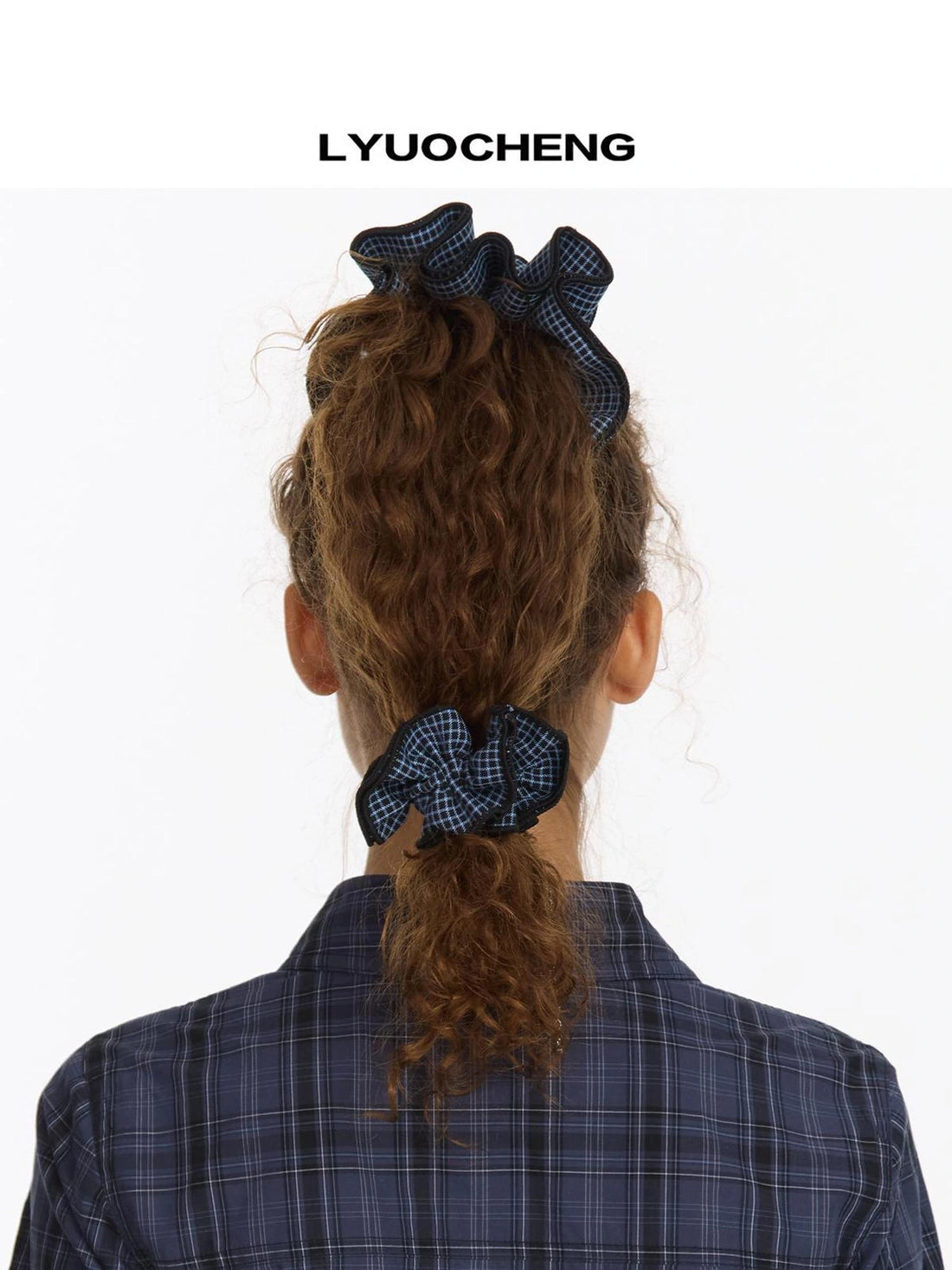 LYUOCHENG Vintage Check Two Tone Scrunchies Set