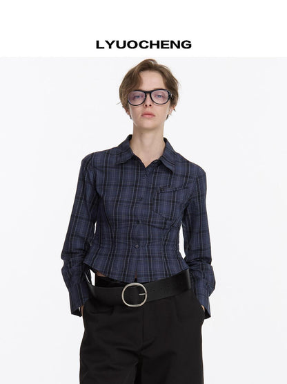 LYUOCHENG Vintage Checked Short Fit Shirt