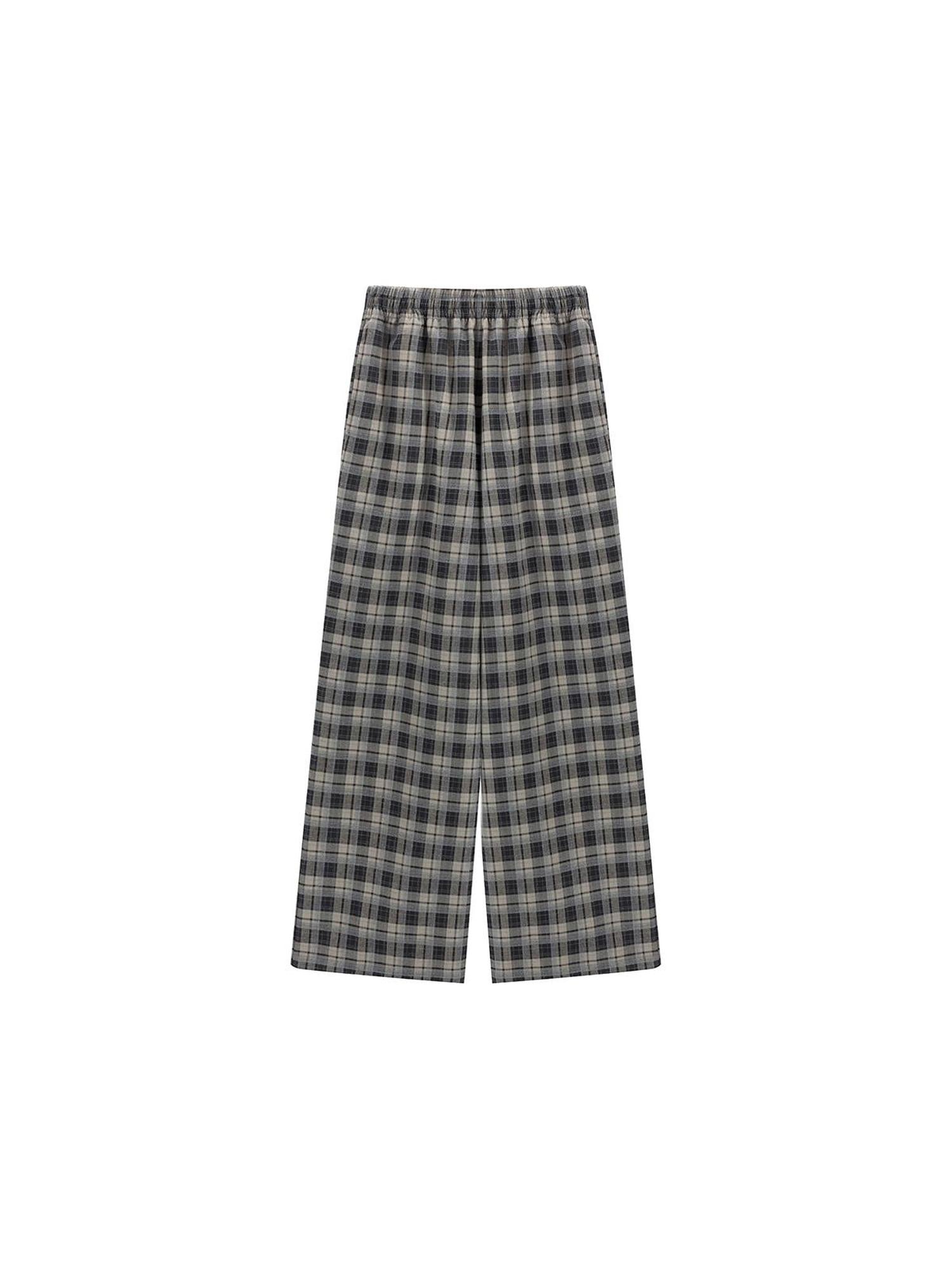 LYUOCHENG Vintage Checkered Relaxed Trousers