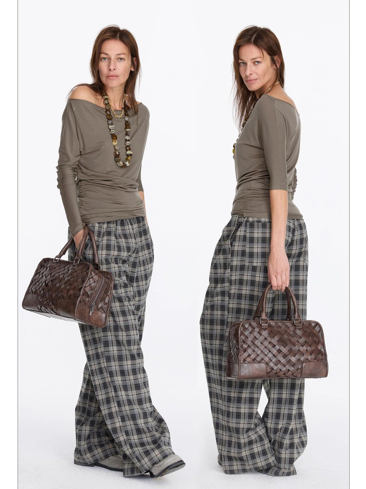 LYUOCHENG Vintage Checkered Relaxed Trousers