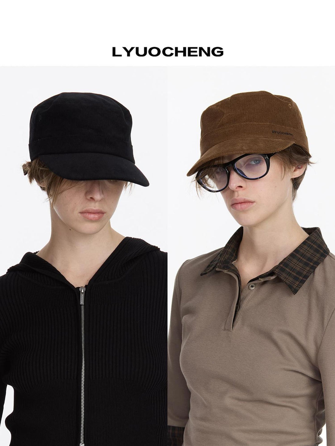 LYUOCHENG Vintage Cordora Flat Brim Hat