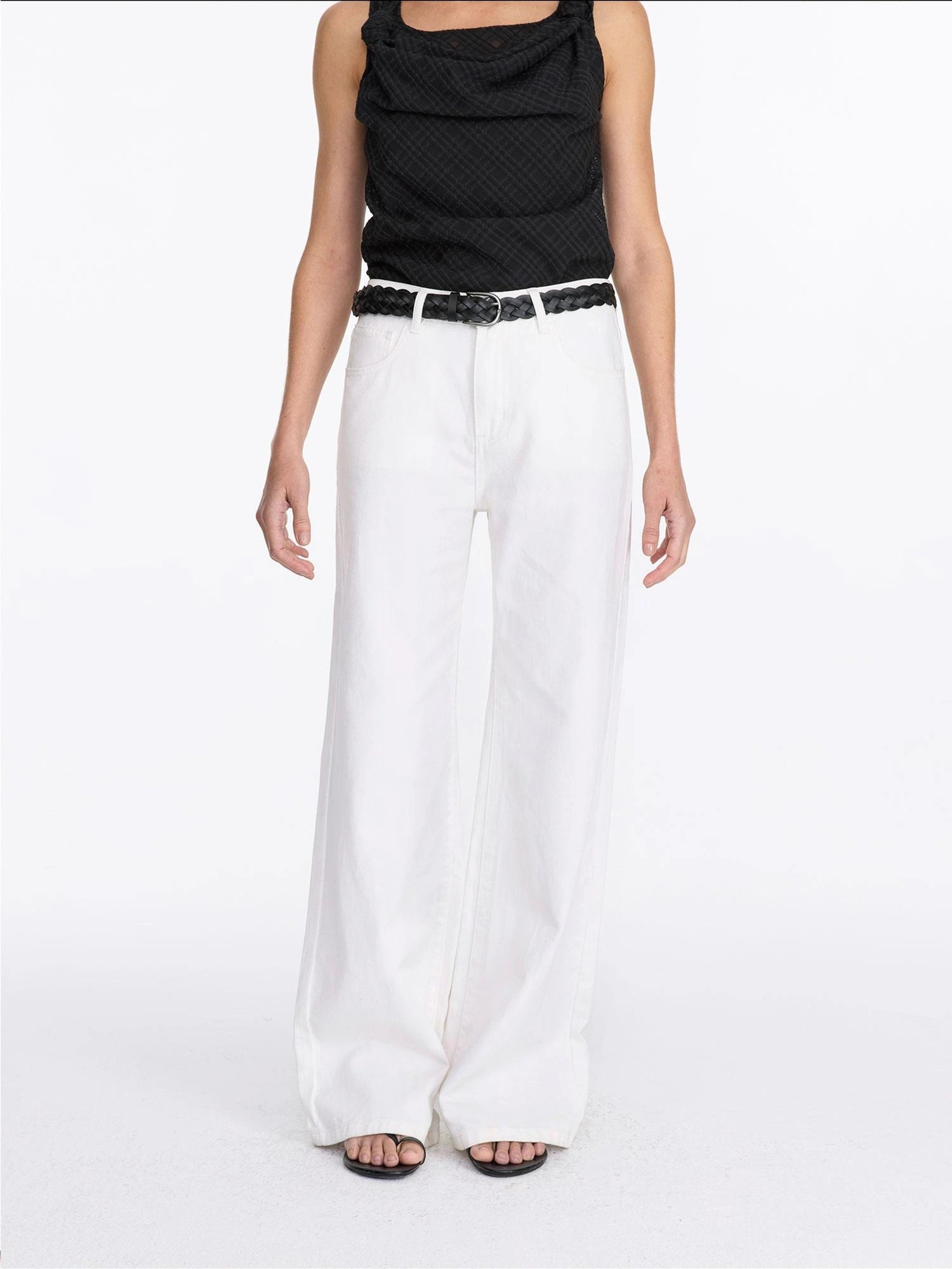LYUOCHENG Vintage Double Layer Woven Leather Belt