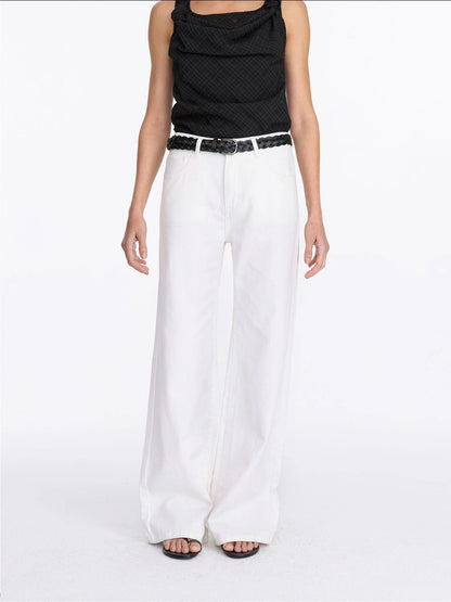 LYUOCHENG Vintage Double Layer Woven Leather Belt