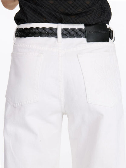 LYUOCHENG Vintage Double Layer Woven Leather Belt