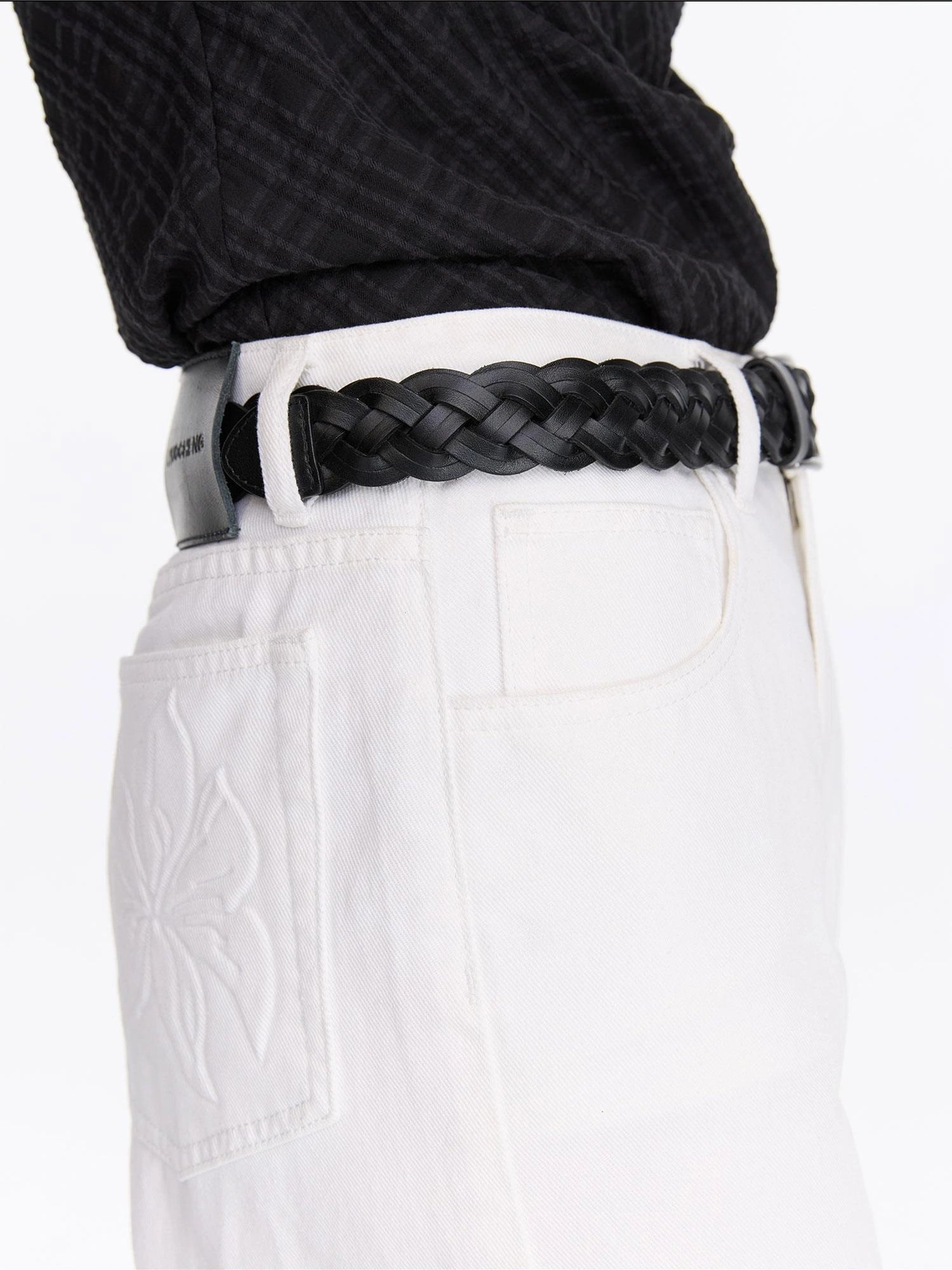 LYUOCHENG Vintage Double Layer Woven Leather Belt