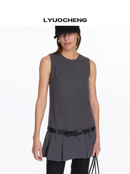 LYUOCHENG Vintage Double Layer Woven Leather Belt