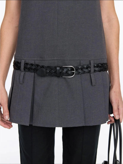 Vintage Double Layer Woven Leather Belt