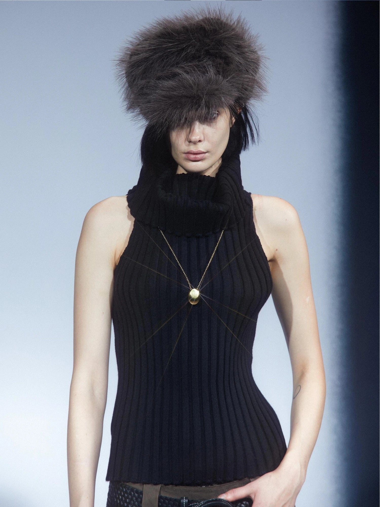 LYUOCHENG Vintage Eco Faux Fur Beret In Mocha