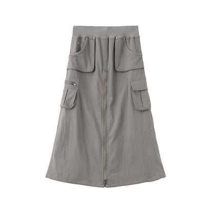 LYUOCHENG_Vintage_Low_Waist_Pocket_A_Line_Women&