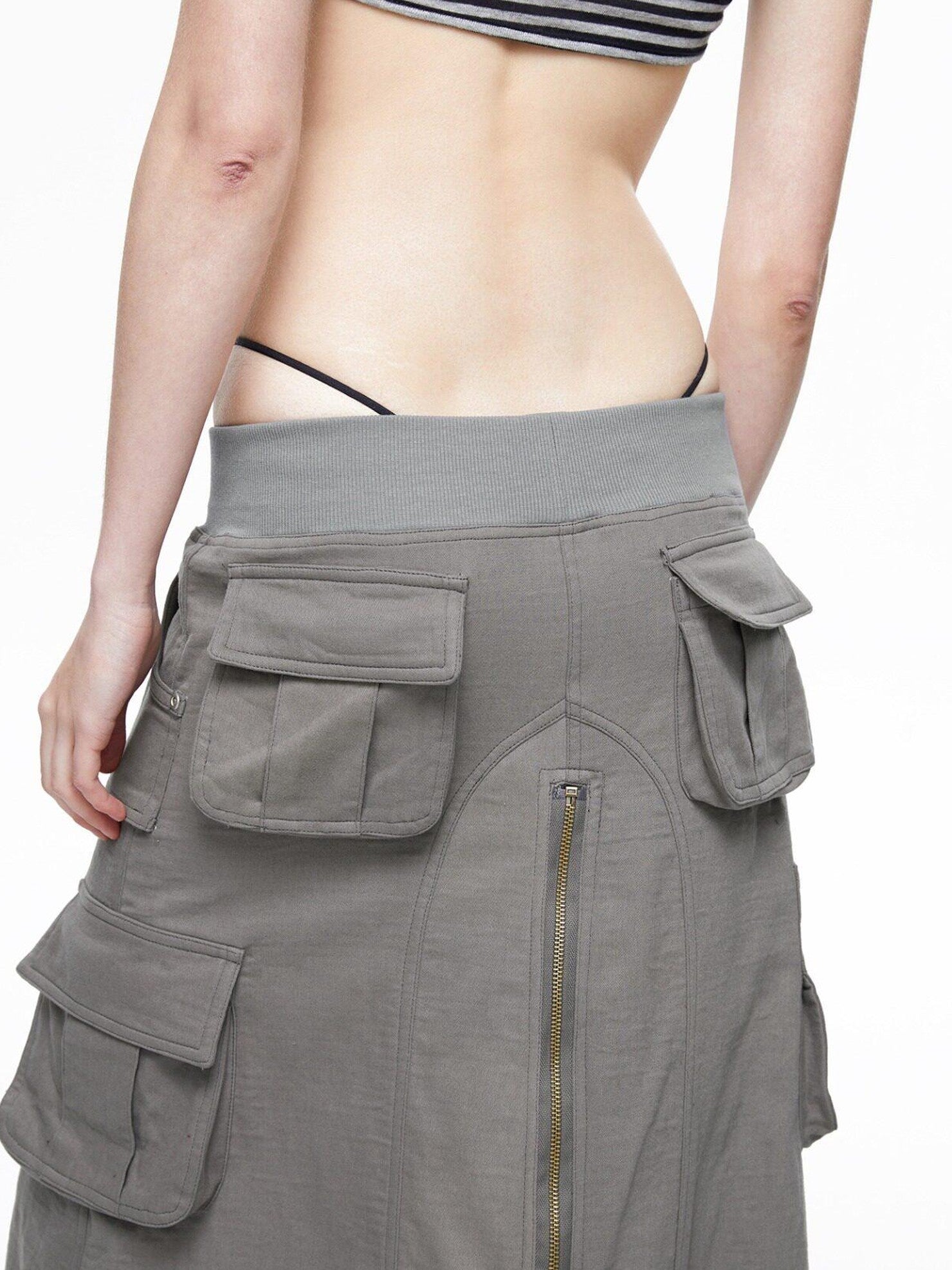 LYUOCHENG Vintage Low Waist Pocket A Line Women&
