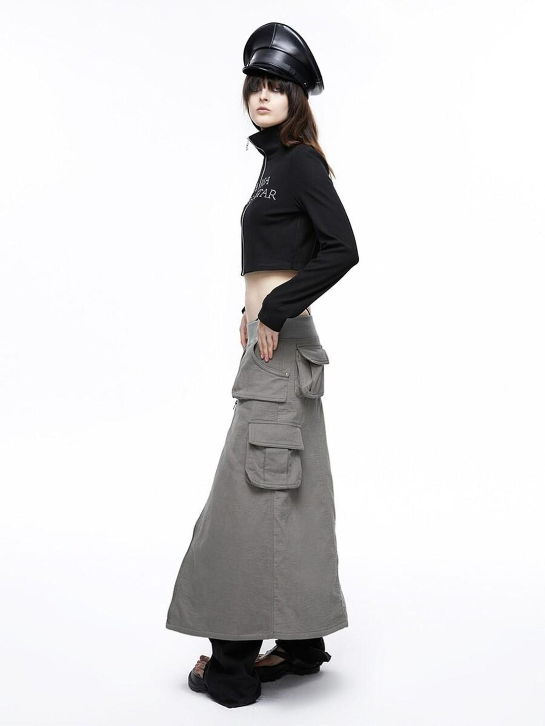 LYUOCHENG Vintage Low Waist Pocket A Line Women&