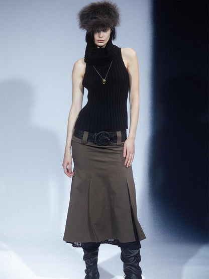 LYUOCHENG Vintage Low Waist Spliced Lace Women&