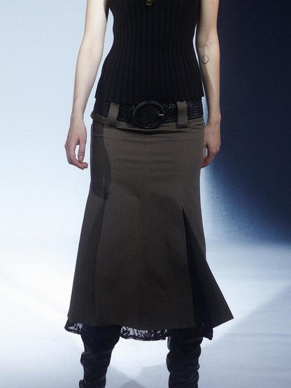 LYUOCHENG Vintage Low Waist Spliced Lace Women&