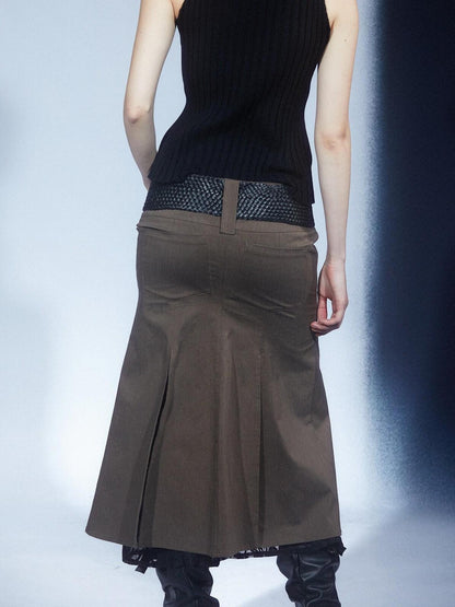 LYUOCHENG Vintage Low Waist Spliced Lace Women&