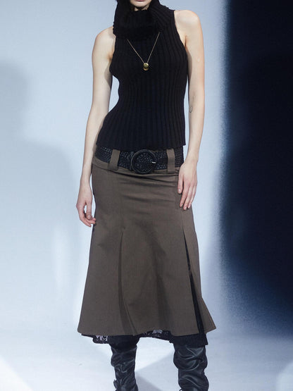 LYUOCHENG Vintage Low Waist Spliced Lace Women&