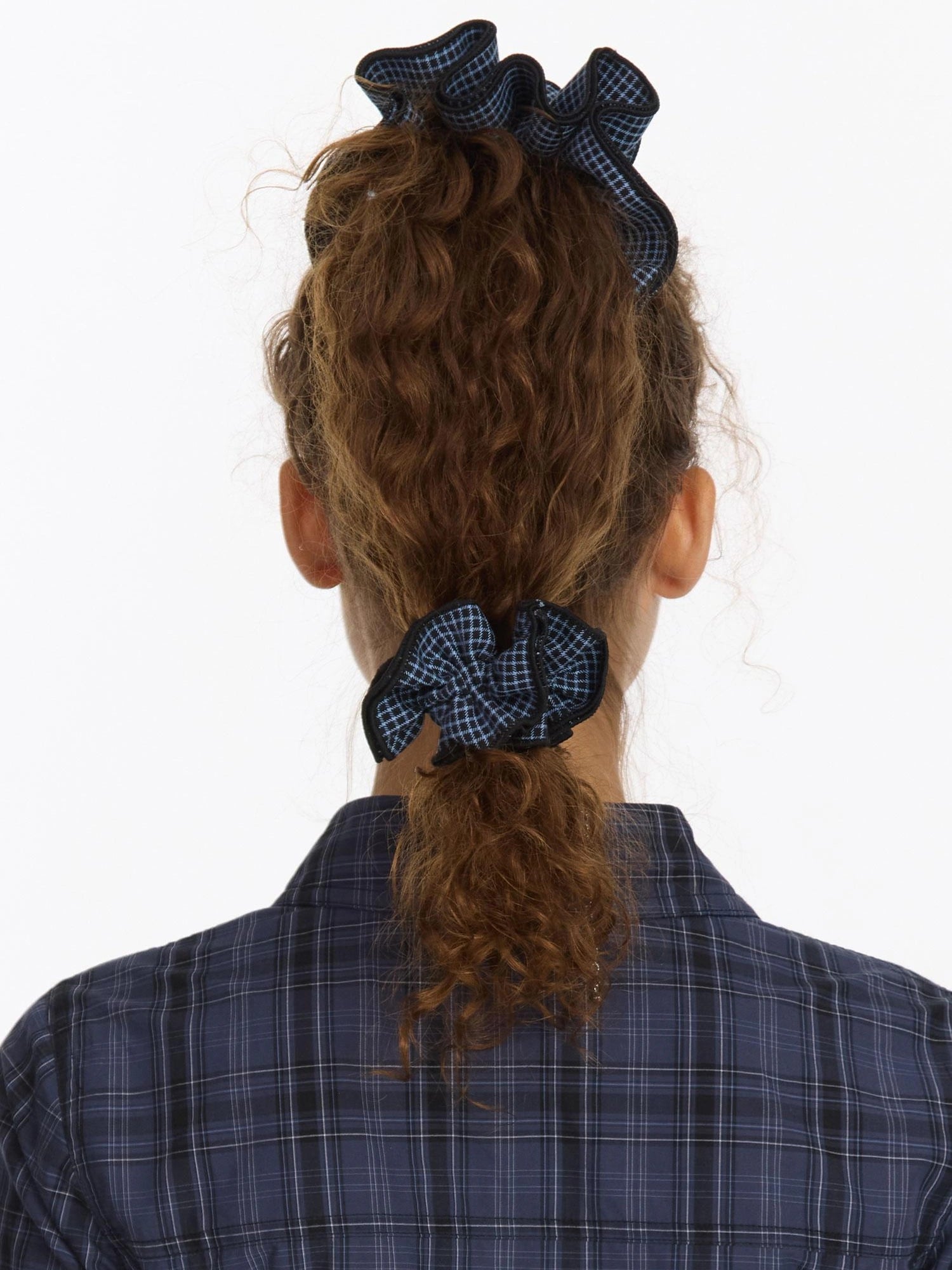LYUOCHENG Vintage Plaid Hair Tie Set Yellow Blue