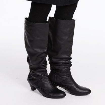 LYUOCHENG_Vintage_Ruched_Round_Toe_Belt_Buckle_Women&