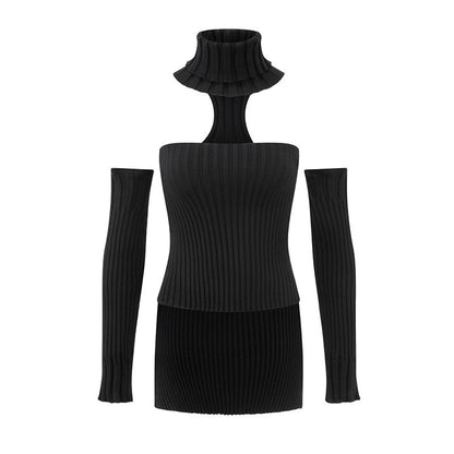 LYUOCHENG_Vintage_Spliced_Backless_High_Collar_Slim_Fit_Women&