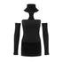 LYUOCHENG_Vintage_Spliced_Backless_High_Collar_Slim_Fit_Women&