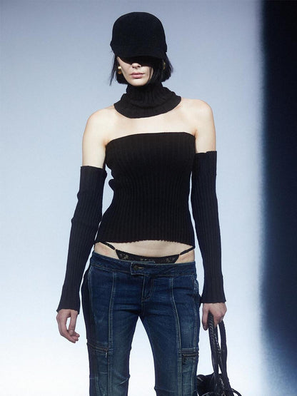 LYUOCHENG Vintage Spliced Backless High Collar Slim Fit Women&