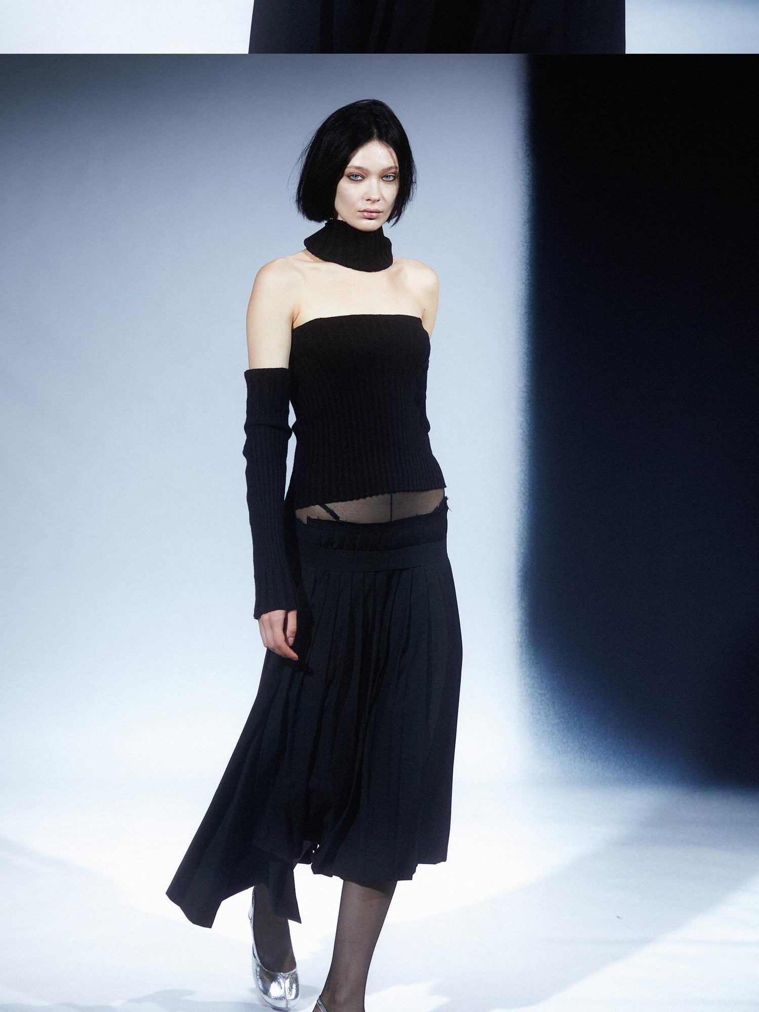 LYUOCHENG Vintage Spliced Backless High Collar Slim Fit Women&