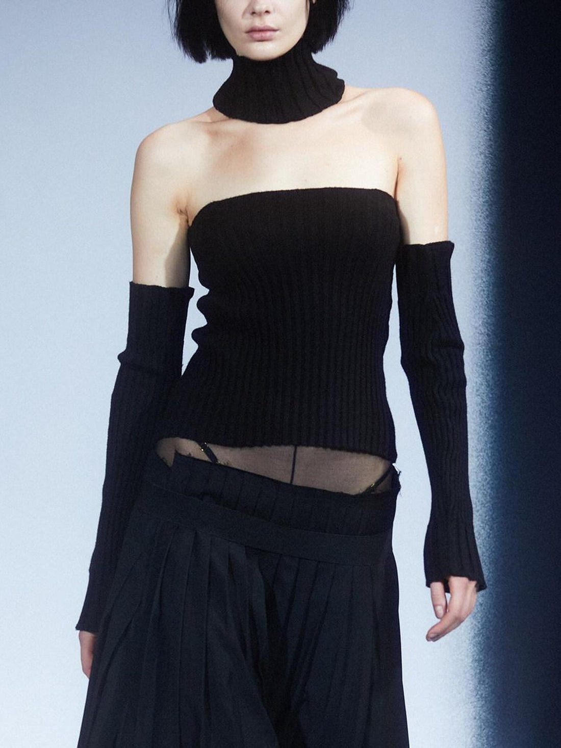 LYUOCHENG Vintage Spliced Backless High Collar Slim Fit Women&