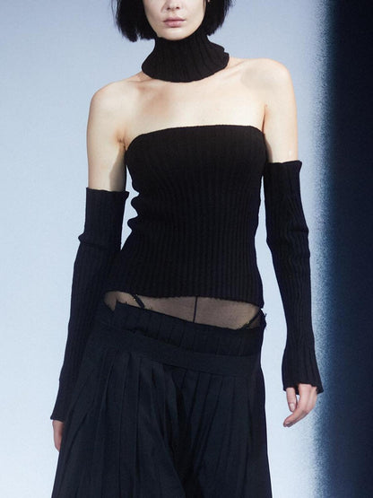 LYUOCHENG Vintage Spliced Backless High Collar Slim Fit Women&
