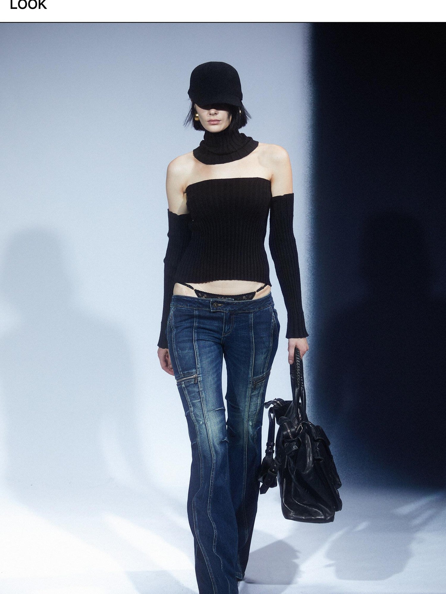LYUOCHENG Vintage Spliced Backless High Collar Slim Fit Women&