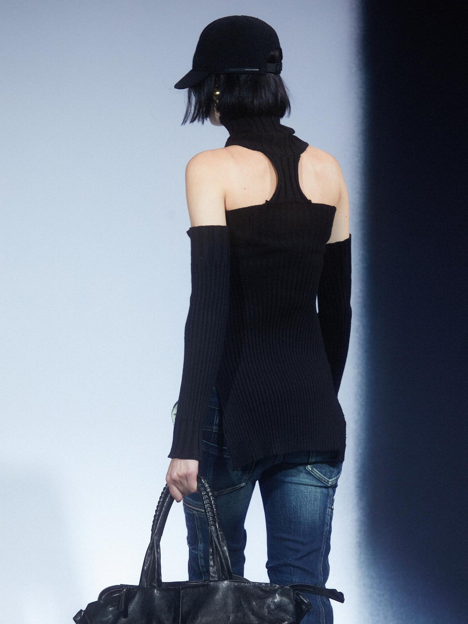 LYUOCHENG Vintage Spliced Backless High Collar Slim Fit Women&