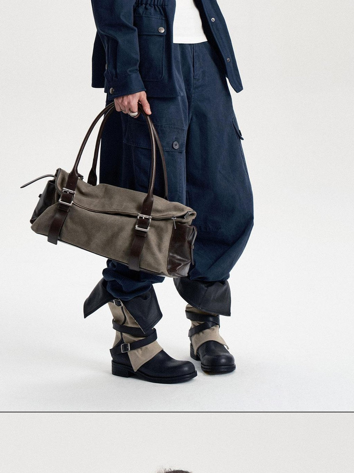 LYUOCHENG Vintage Washed Multi Pocket Loose Fit Women&