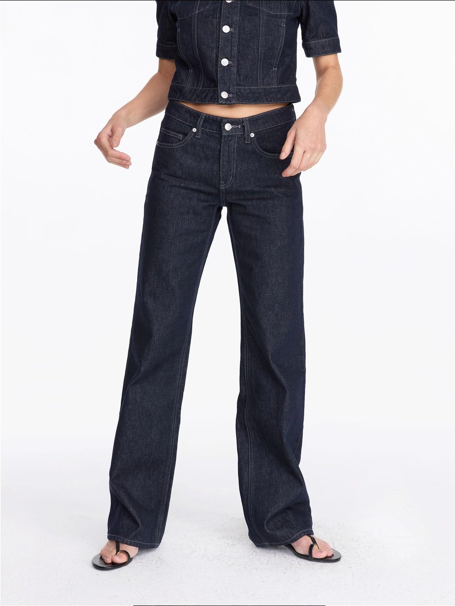 LYUOCHENG Vintage Washed Straight Leg Raw Denim Jeans