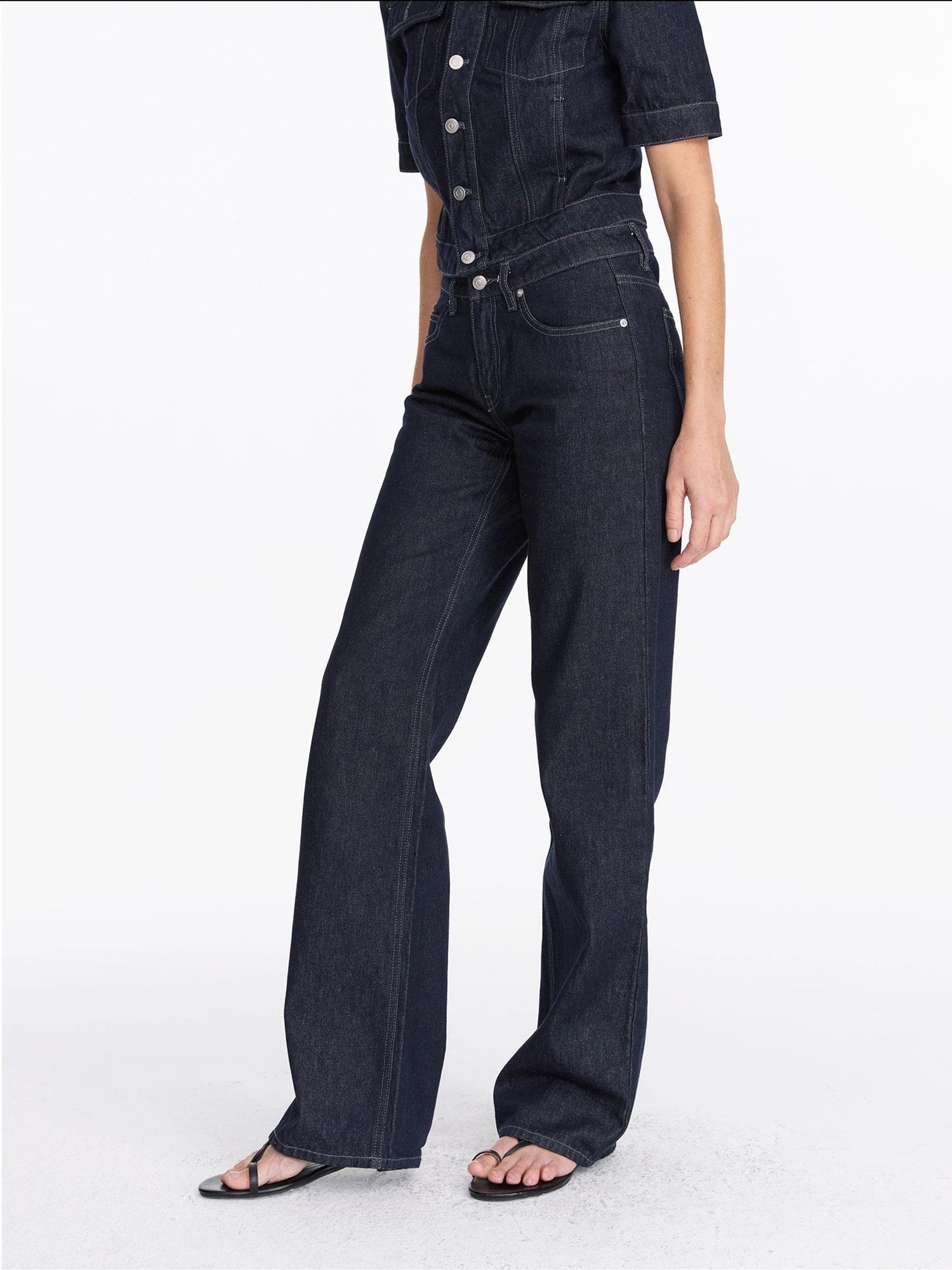 LYUOCHENG Vintage Washed Straight Leg Raw Denim Jeans