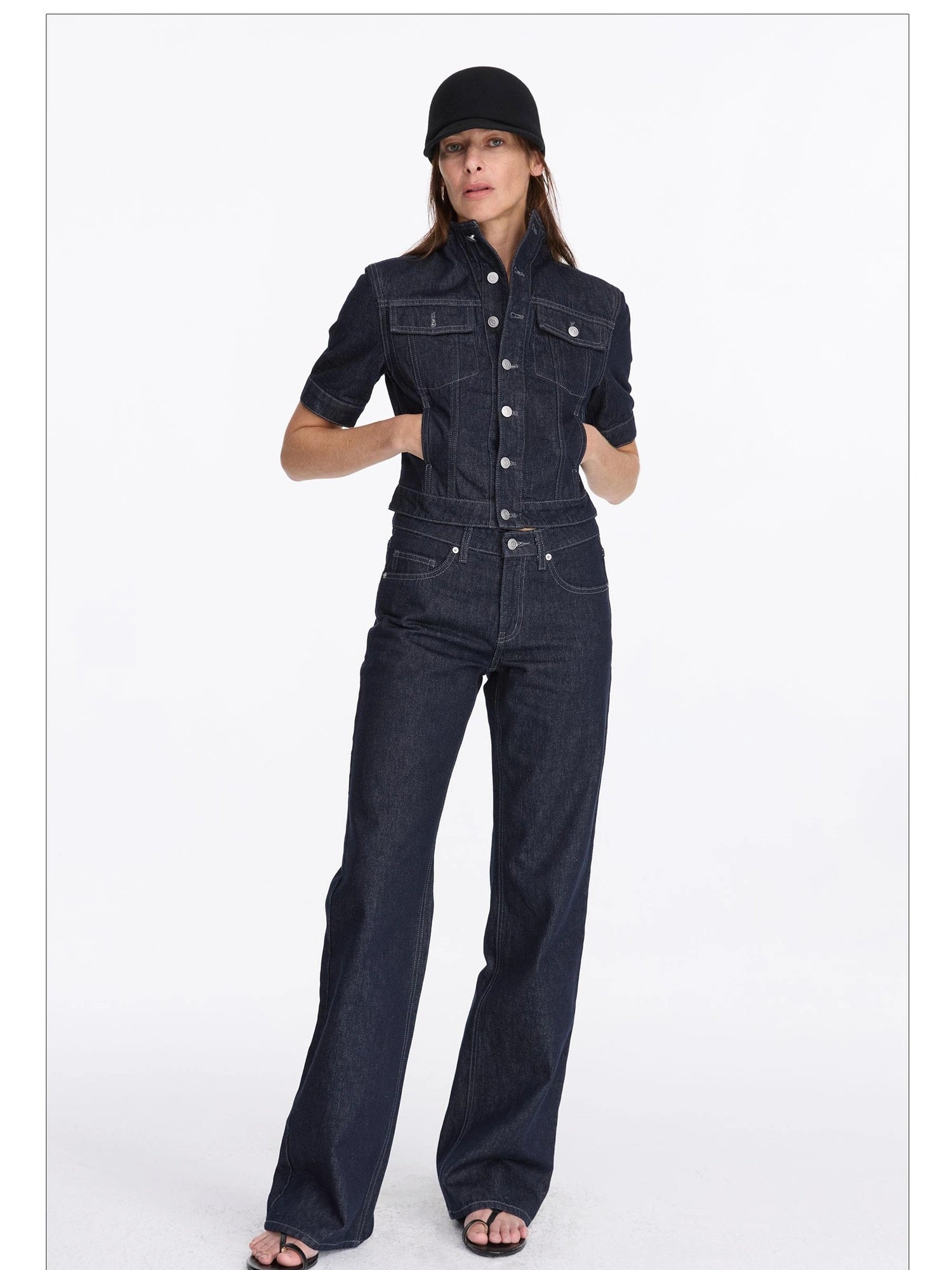 LYUOCHENG Vintage Washed Straight Leg Raw Denim Jeans