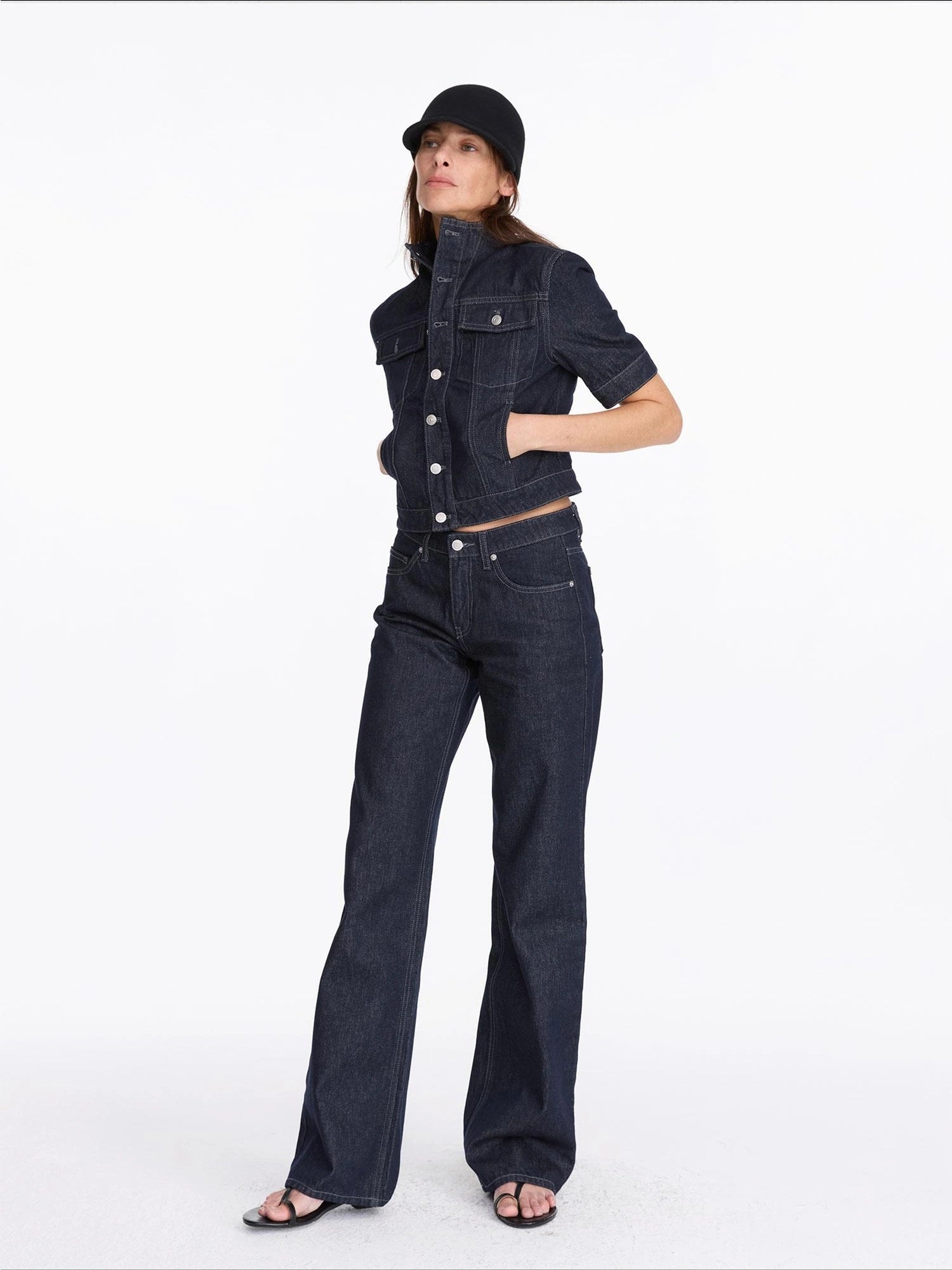 LYUOCHENG Vintage Washed Straight Leg Raw Denim Jeans