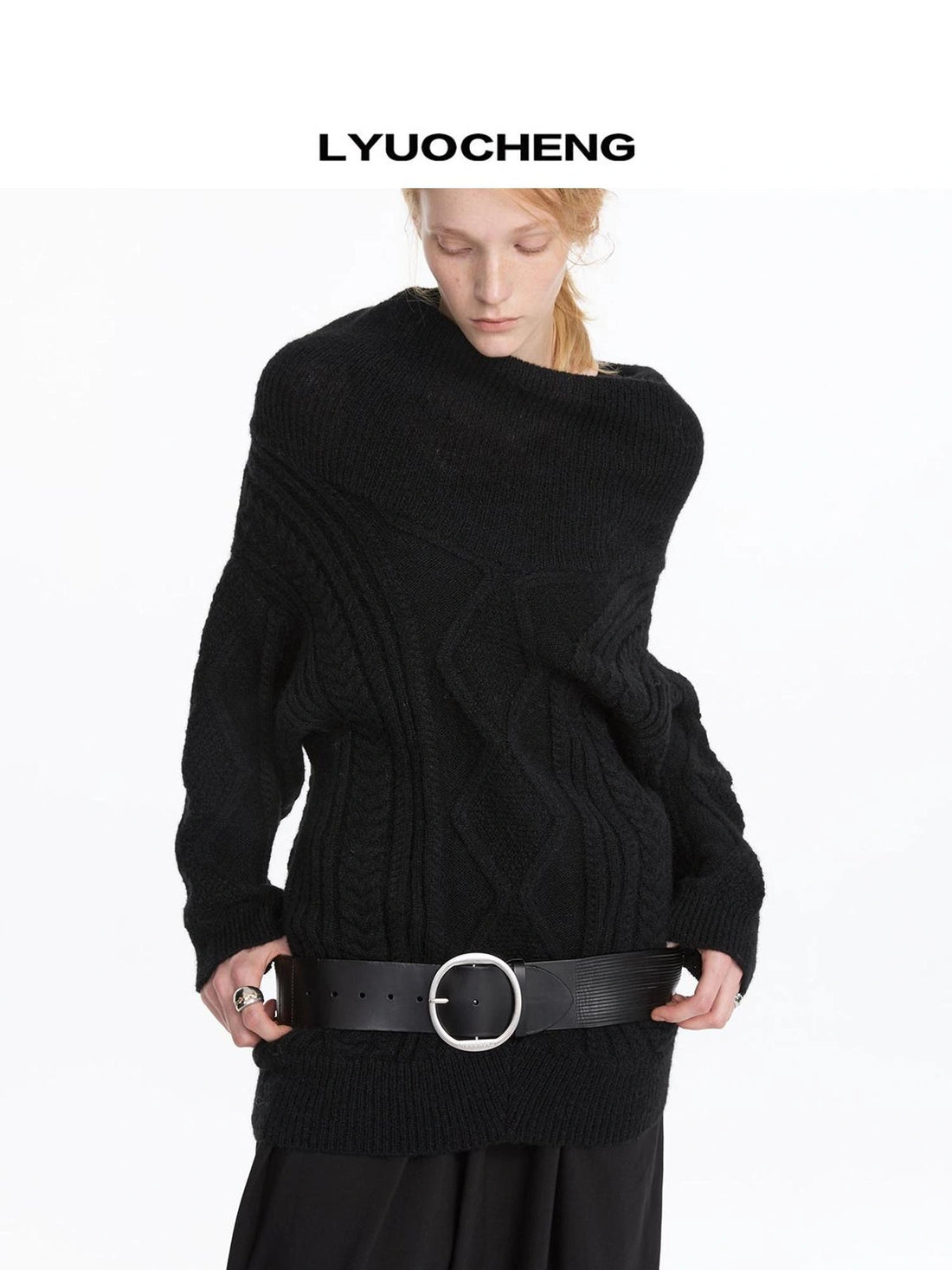 LYUOCHENG Vintage Wide Cut Leather Belt