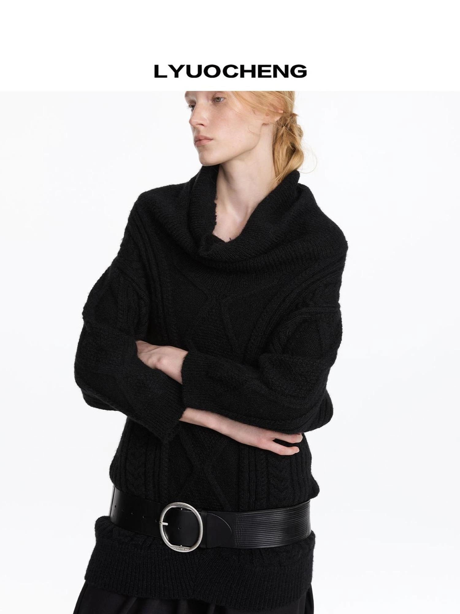 LYUOCHENG Vintage Wide Cut Leather Belt