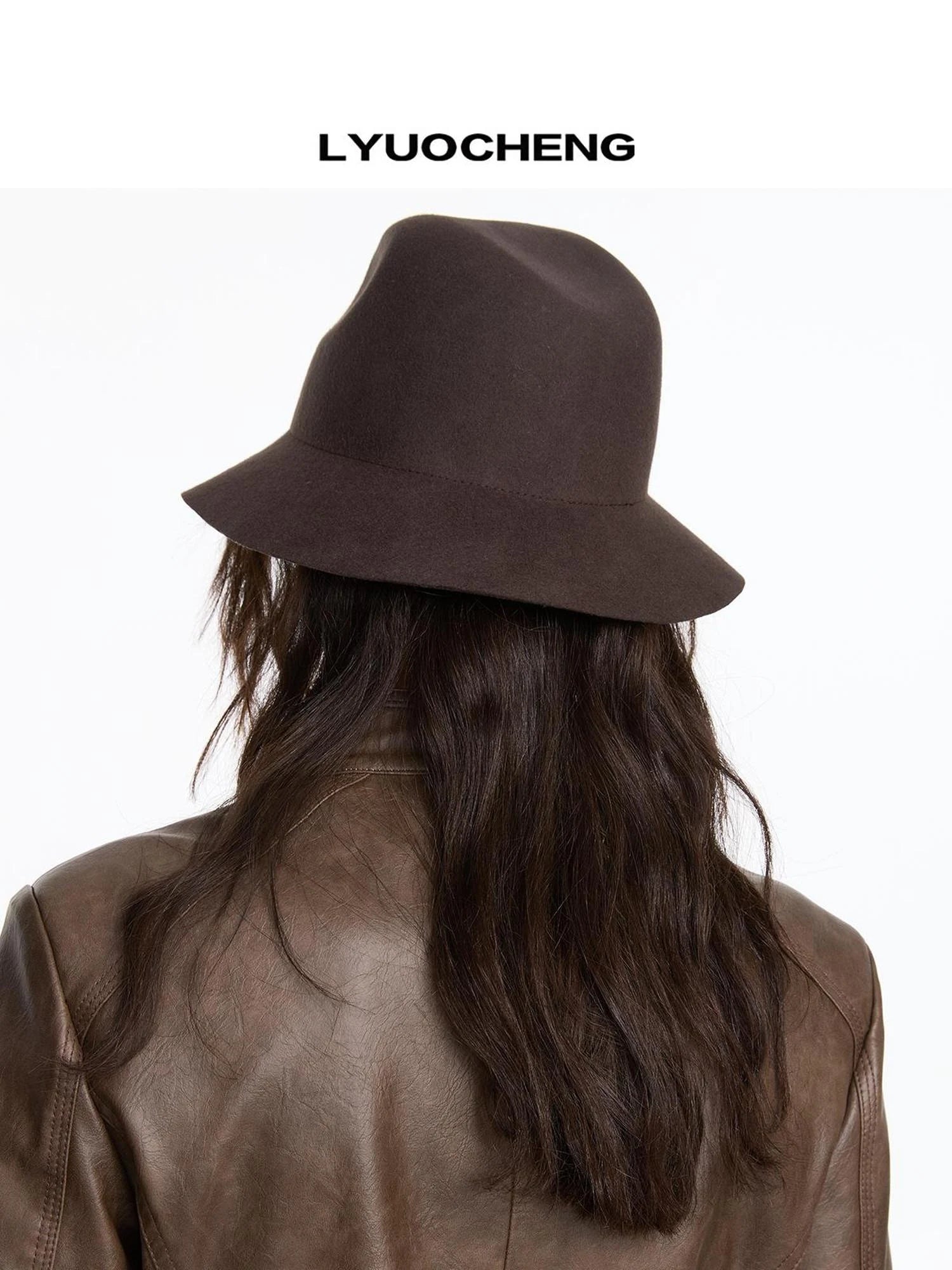 LYUOCHENG Vintage Wool Wide Brim Fedora Hat