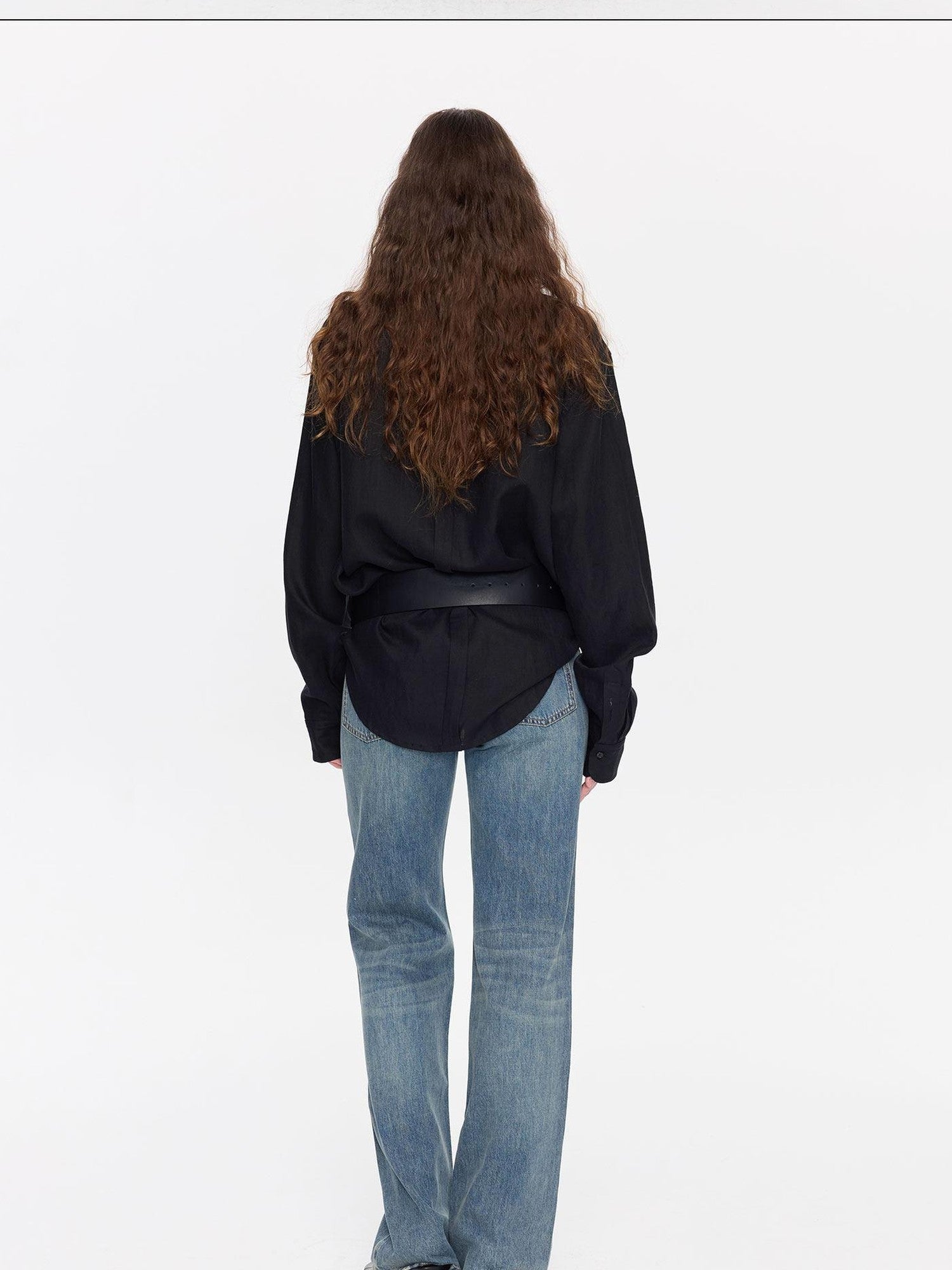 LYUOCHENG Washed Blue Distressed Low Waist Women&