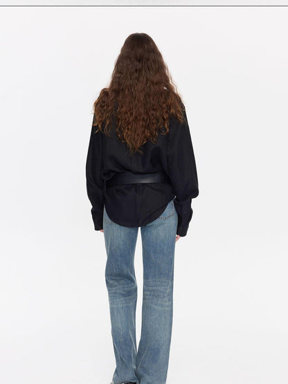 LYUOCHENG Washed Blue Distressed Low Waist Women&