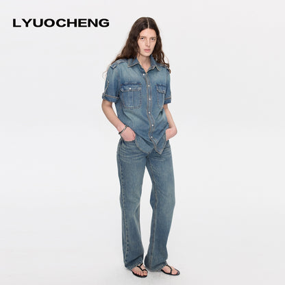 LYUOCHENG_Washed_Denim_Distressed_Rolled_Hem_Utility_Women&