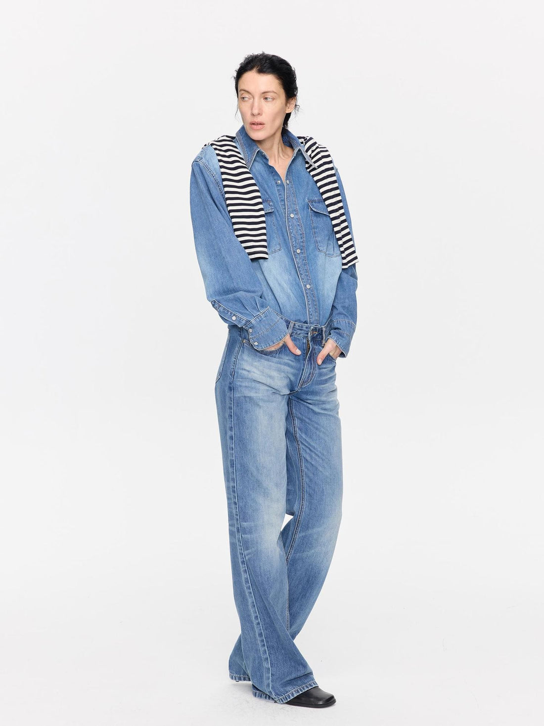 LYUOCHENG Washed Faded Vintage Denim Women&