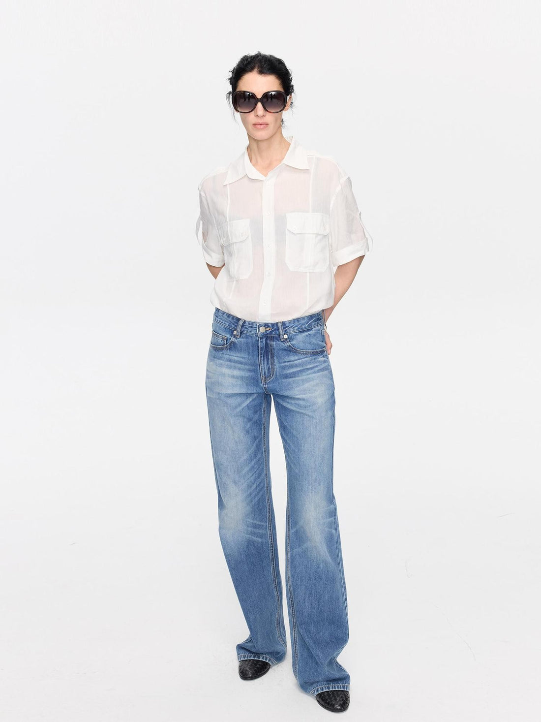 LYUOCHENG Washed Faded Vintage Denim Women&