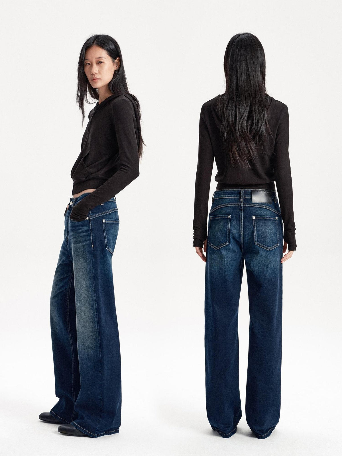 LYUOCHENG Washed Gradient Denim Women&