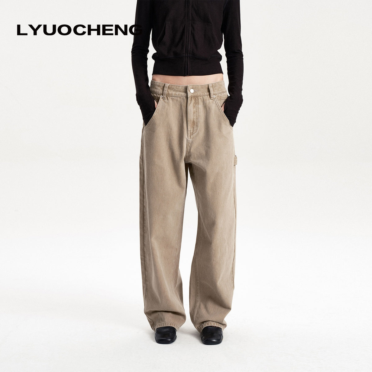 LYUOCHENG_Washed_Low_Waist_Button_Cotton_Women&