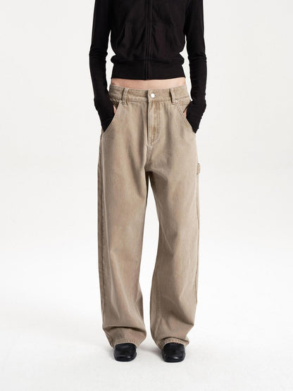 LYUOCHENG Washed Low Waist Button Cotton Women&