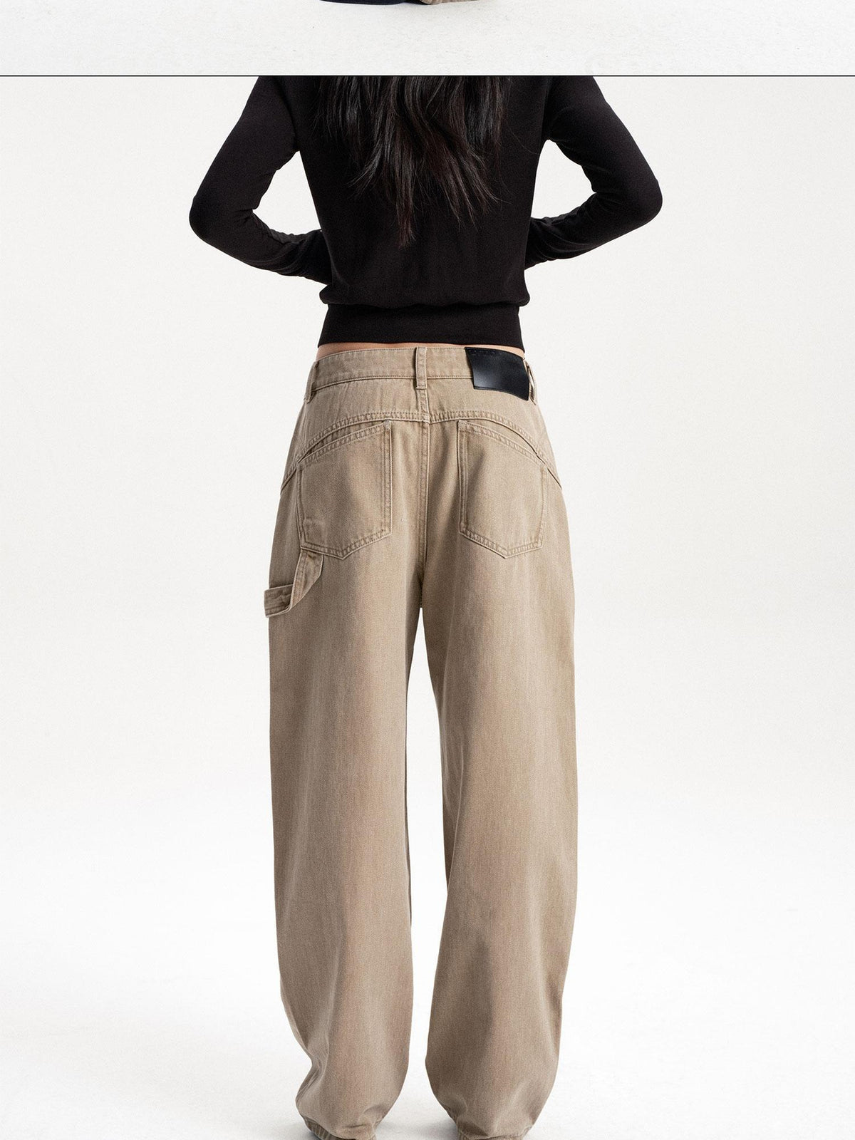 LYUOCHENG Washed Low Waist Button Cotton Women&